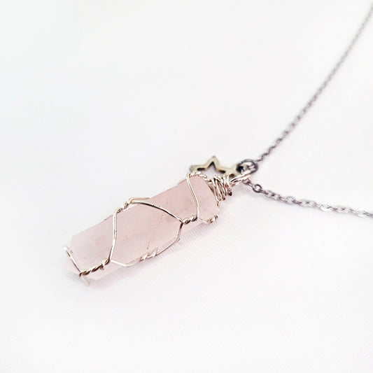 Cadena de Punta de Cuarzo Rosa