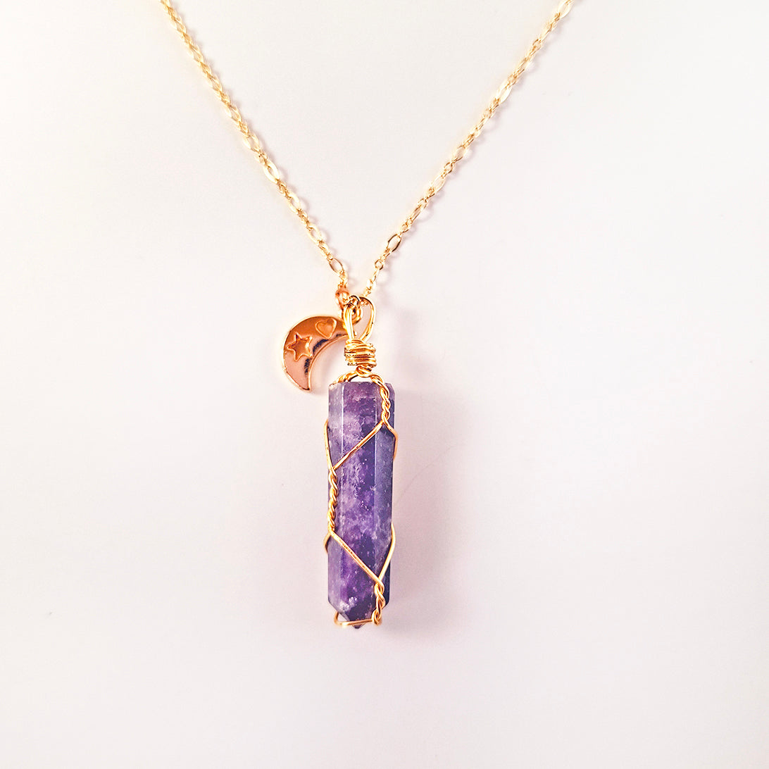 Cadena con Punta de Lepidolita